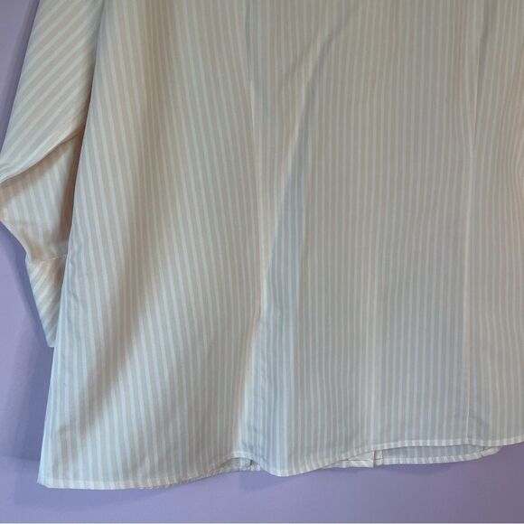 Chico's No-Iron Pink White Pinstripe Button Front Collar Cotton Boho Blouse XL - Picture 7 of 9